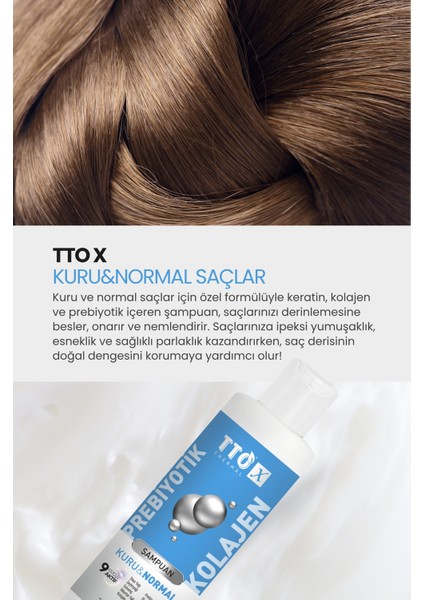 -X Prebiyotik & Kolajen Kuru ve Normal Saçlar Şampuan 250ML (Glycerin,maltodextrin,triethanolamine)