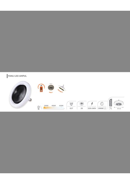 Fanlı Uzaktan Kumandalı LED Ampul E27 30W
