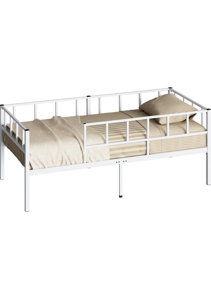 Zenit Metal Karyola Beyaz 90x190 cm, Korkuluklu Karyola, Daybed indirimleri
