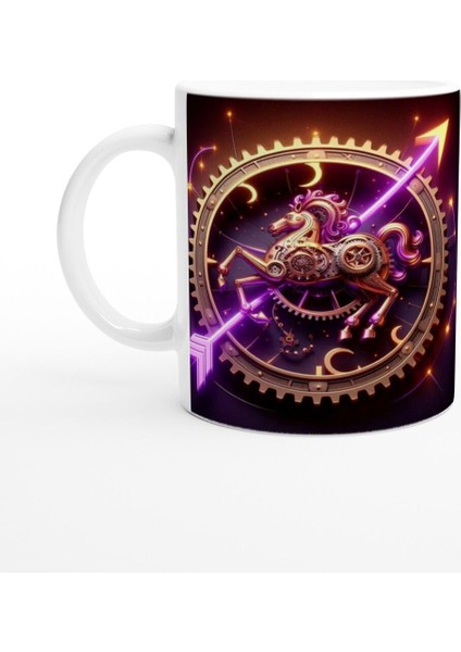 Yay Burcu Baskılı Kahve Kupası - Zamanın Çarkları Astroloji Mekanizması Vs2
