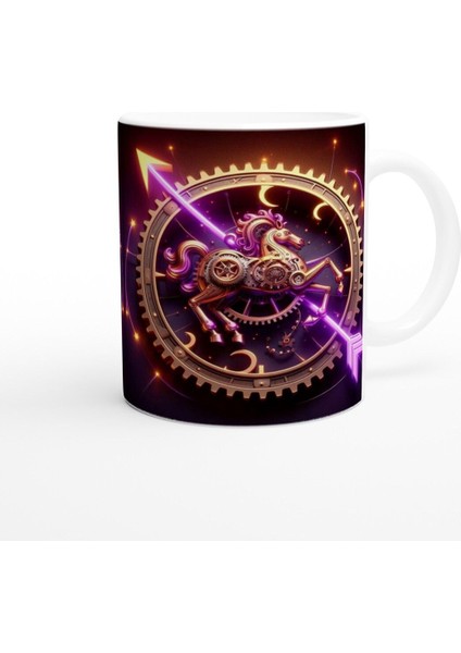 Yay Burcu Baskılı Kahve Kupası - Zamanın Çarkları Astroloji Mekanizması Vs2 modelleri