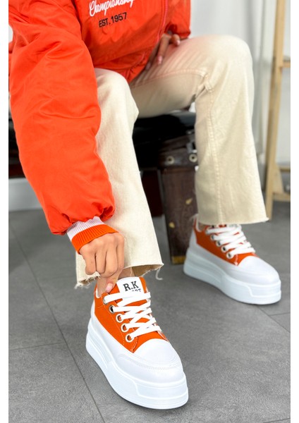 Frm 017 Yüksek Tabanlı Bağcıklı Keten Spor Ayakkabı