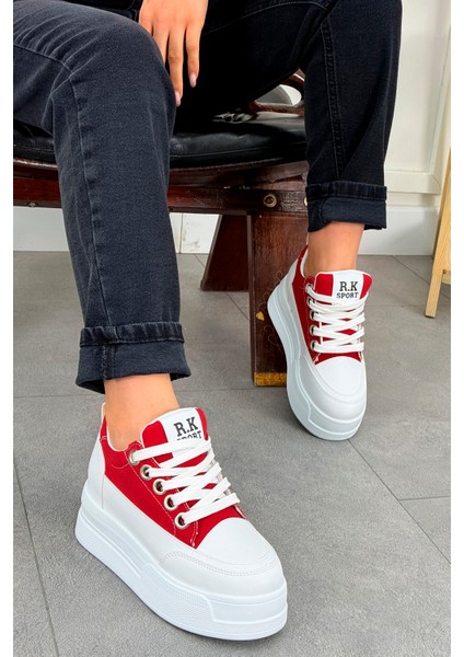 Frm 017 Yüksek Tabanlı Bağcıklı Keten Spor Ayakkabı