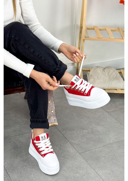 Frm 017 Yüksek Tabanlı Bağcıklı Keten Spor Ayakkabı fırsatları