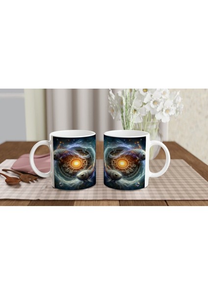 Balık Burcu Baskılı Kahve Kupası - Zamanın Çarkları Astroloji Mekanizması Vs2 indirimleri