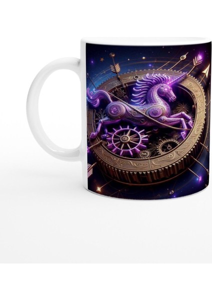 Yay Burcu Baskılı Kahve Kupası - Zamanın Çarkları Astroloji Mekanizması Vs4