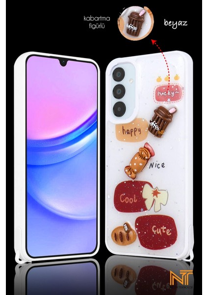 Samsung Galaxy A25 Uyumlu Kabartmalı Figürlü Trend Simli Şık Kapak Kılıf