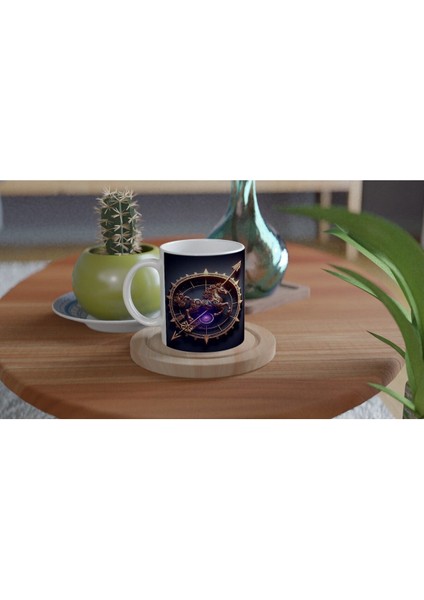 Yay Burcu Baskılı Kahve Kupası - Zamanın Çarkları Astroloji Mekanizması Vs1