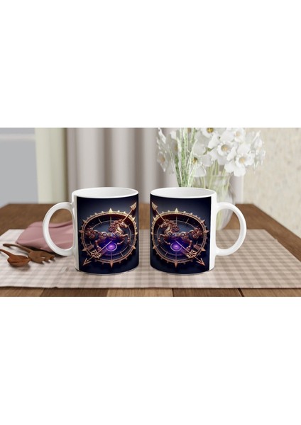 Yay Burcu Baskılı Kahve Kupası - Zamanın Çarkları Astroloji Mekanizması Vs1