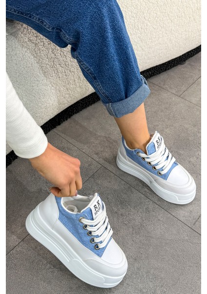 Frm 017 Yüksek Tabanlı Bağcıklı Keten Spor Ayakkabı fırsatları