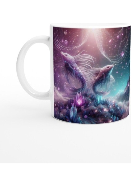 Balık Burcu Baskılı Kahve Kupası - Büyülü Kristal Mağarası Temalı Vs2