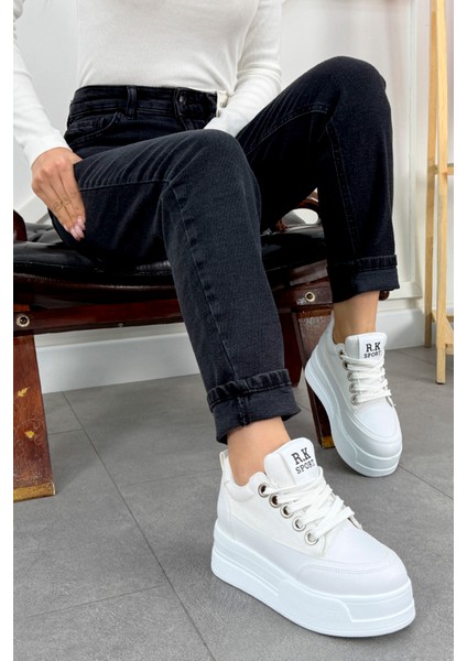 Frm 017 Yüksek Tabanlı Bağcıklı Keten Spor Ayakkabı modelleri