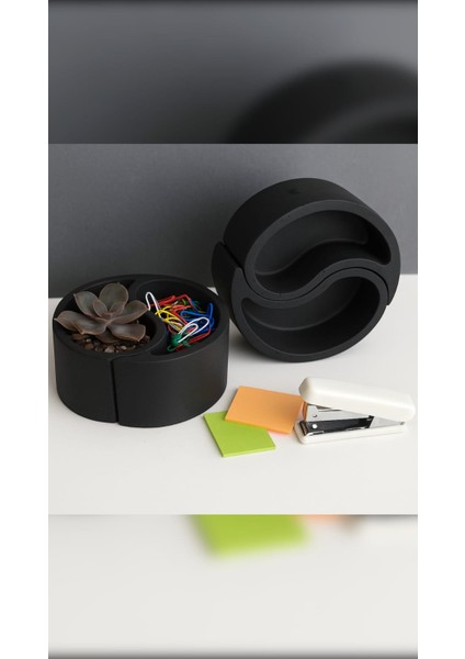 El Yapımı Yin Yang Şeklinde Dekoratif Saklama Kabı / Saksı – 2’li Set
