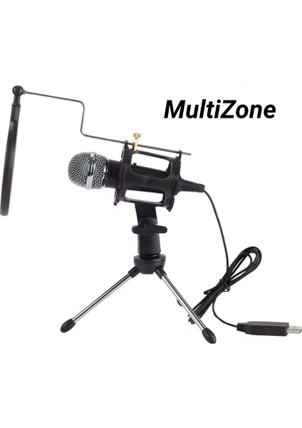 Karaoke Cep Telefonu Bilgisayar Uyumlu Tripodlu Kondenser Youtuber Kayıt Mikrofonu