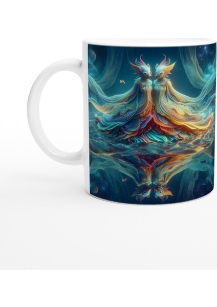 Balık Burcu Baskılı Kahve Kupası - Zodyak Maskeli Balo Vs1