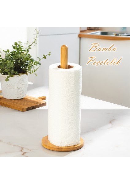 Bmb-102 Bambu Kağıt Havluluk Rulo Kağıt Havlu Tutacağı Dekoratif Peçetelik Organizer