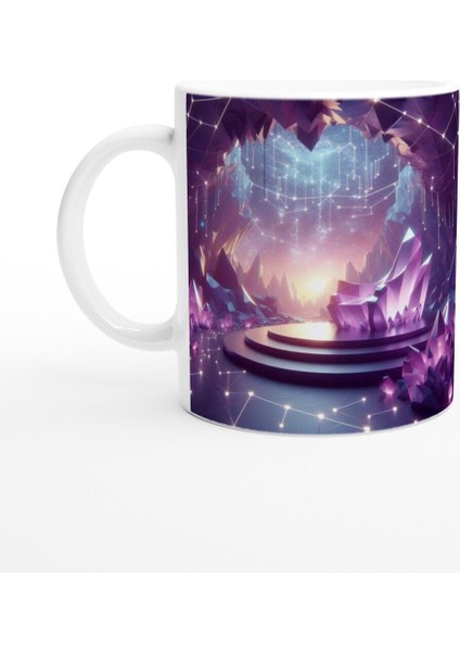 Yay Burcu Baskılı Kahve Kupası - Büyülü Kristal Mağarası Temalı Vs4