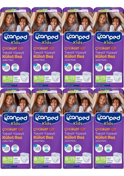 Kids Çoçuklar Için Külot Bez Tekstil Yüzeyli Yaş:8-15 (27-57KG) 64 Adet (8pk*8)