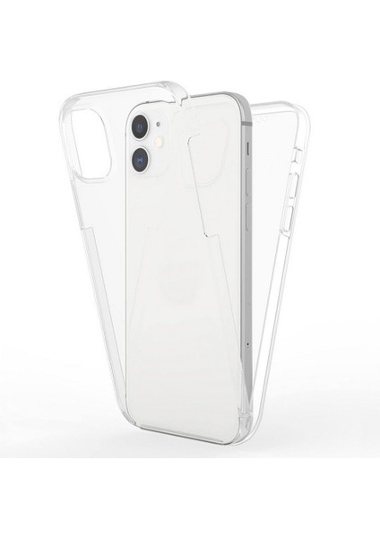 iPhone 11 Uyumlu Kılıf Ön Arka 360 Koruma Arka Sert Mika Ön Silikon Şeffaf