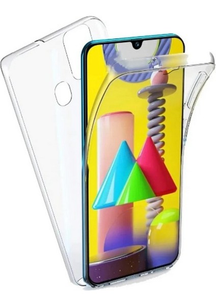 Samsung Galaxy M30S Uyumlu Kılıf Ön Arka 360 Koruma Arka Sert Mika Ön Silikon Şeffaf