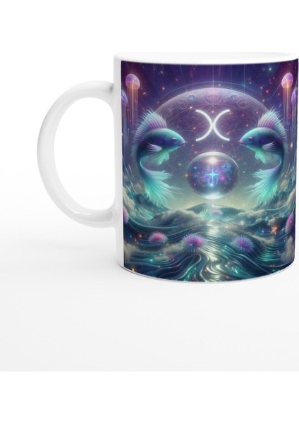 Balık Burcu Baskılı Kahve Kupası - Astral Denizaltı Dünyası Vs4