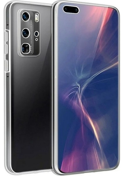Huawei P40 Pro Uyumlu Kılıf Ön Arka 360 Koruma Arka Sert Mika Ön Silikon Şeffaf
