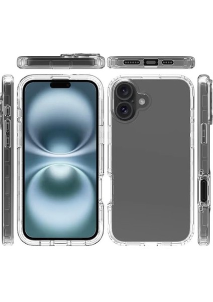 iPhone 16 Uyumlu Kılıf Ön Arka 360 Koruma Arka Sert Mika Ön Silikon Şeffaf modelleri