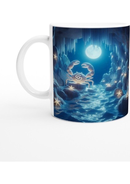 Yengeç Burcu Baskılı Kahve Kupası - Astral Denizaltı Dünyası Vs3