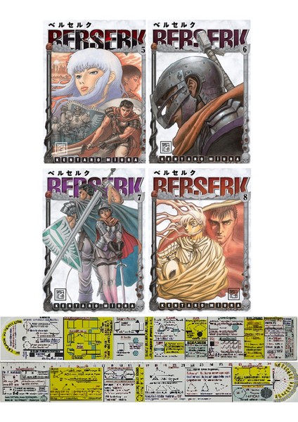 Berserk 5-6-7-8. Ciltler Manga Seti + Mat. Öğreten Cetvel