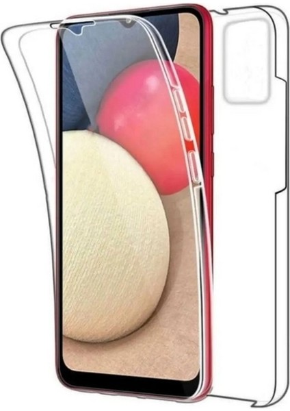 Samsung Galaxy A04S Uyumlu Kılıf Ön Arka 360 Koruma Arka Sert Mika Ön Silikon Şeffaf