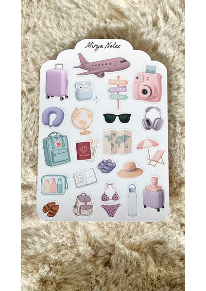Seyahat Temalı Sticker - Etiket - Çıkartma Bullet Journal, Ajanda, Planner, Günlük Için Uygun Set modelleri