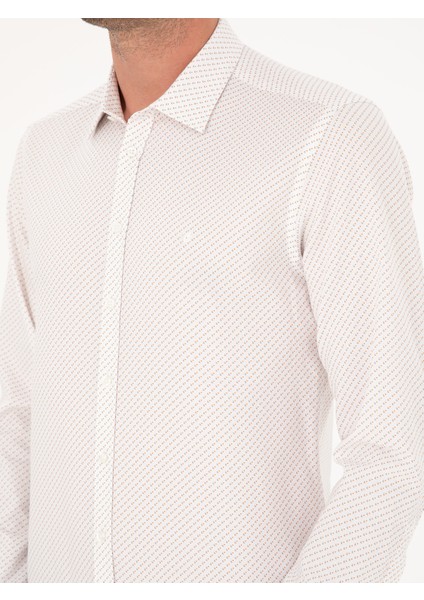 Erkek Beyaz Slim Fit Uzun Kollu Gömlek 50210603-VR013