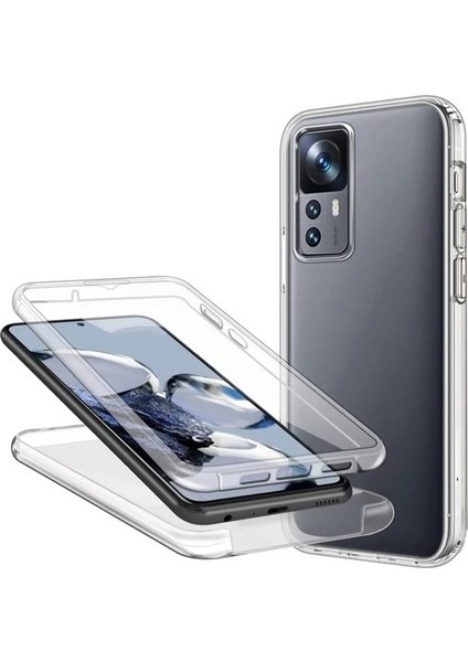 Xiaomi 12T Uyumlu Kılıf Ön Arka 360 Koruma Arka Sert Mika Ön Silikon Şeffaf
