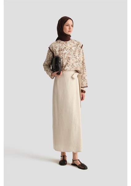 Desenli Bluz 25Y3744 Kahverengi fiyatları