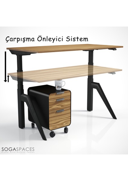 Regula Desk Dandy M - Elektrikli Yüksekliği Ayarlanabilir Çalışma Masası - Siyah Ayak Antrasit Tabla 120X60