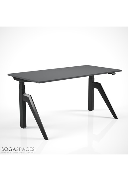 Regula Desk Dandy M - Elektrikli Yüksekliği Ayarlanabilir Çalışma Masası - Siyah Ayak Antrasit Tabla 120X60