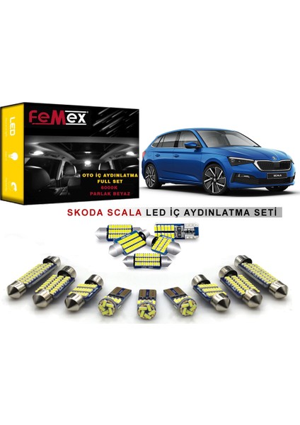Skoda Scala LED Iç Aydınlatma Ampul Seti Femex Parlak Beyaz