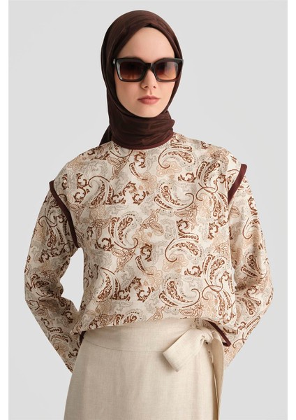 Desenli Bluz 25Y3744 Kahverengi modelleri