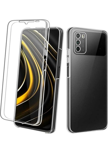 Xiaomi Poco M3 Uyumlu Kılıf Ön Arka 360 Koruma Arka Sert Mika Ön Silikon Şeffaf