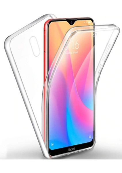 Xiaomi Redmi 8A Uyumlu Kılıf Ön Arka 360 Koruma Arka Sert Mika Ön Silikon Şeffaf