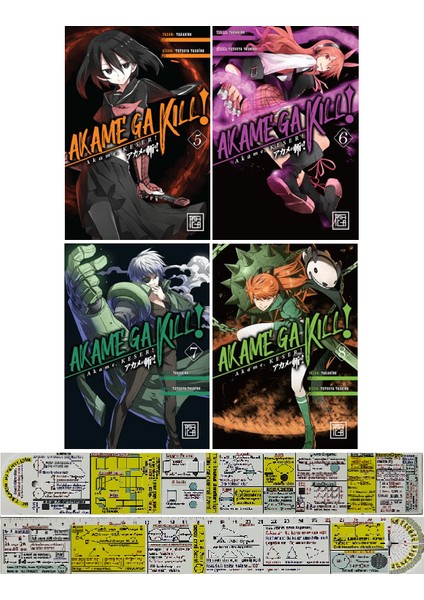 Akame Ga Kill 5-6-7-8. Ciltler Manga Seti + Mat. Öğreten Cetvel