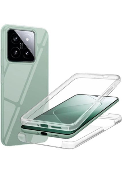 Xiaomi 14 Uyumlu Kılıf Ön Arka 360 Koruma Arka Sert Mika Ön Silikon Şeffaf