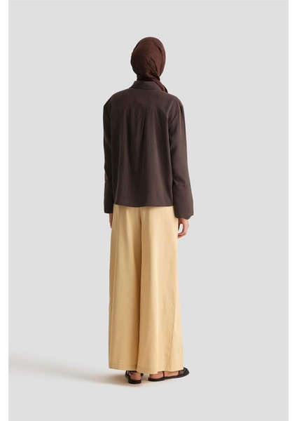Polo Yaka Tensel Bluz 25Y3736 Kahverengi indirimleri