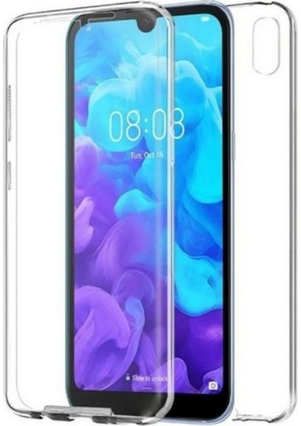 Huawei Y5 2019 Uyumlu Kılıf Ön Arka 360 Koruma Arka Sert Mika Ön Silikon Şeffaf