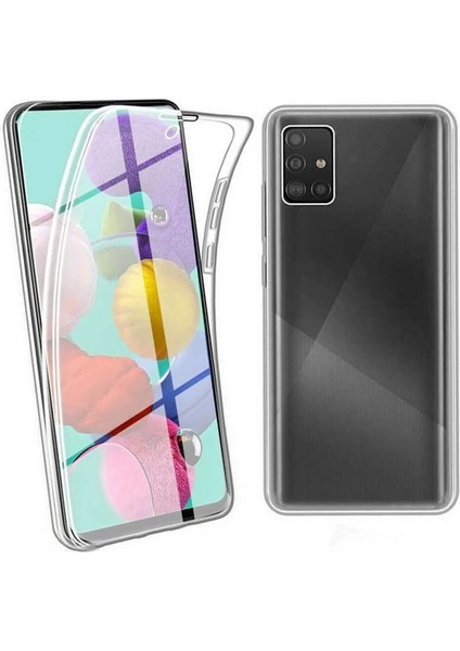 Samsung Galaxy A71 Uyumlu Kılıf Ön Arka 360 Koruma Arka Sert Mika Ön Silikon Şeffaf