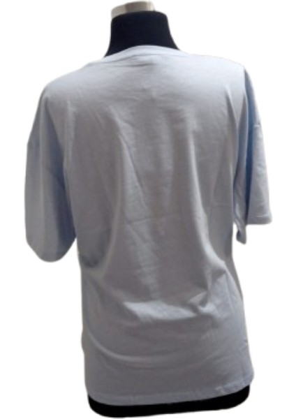 Bebe Mavi Yuvarlak Yaka Kısa Kollu Pamuklu Oversize T-Shirt modelleri