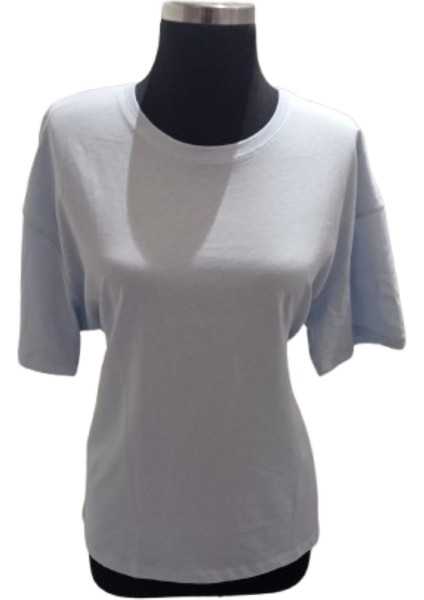 Bebe Mavi Yuvarlak Yaka Kısa Kollu Pamuklu Oversize T-Shirt fırsatları