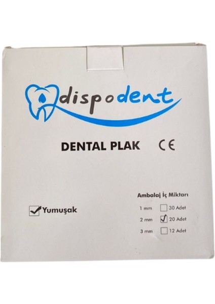 Dental Plak Yumuşak 2mm 20 Adet