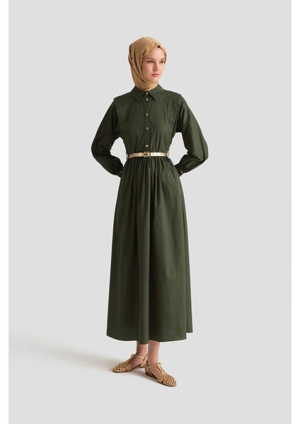 Omuz Allerli Pamuk Elbise 25Y9002 Haki fiyatları