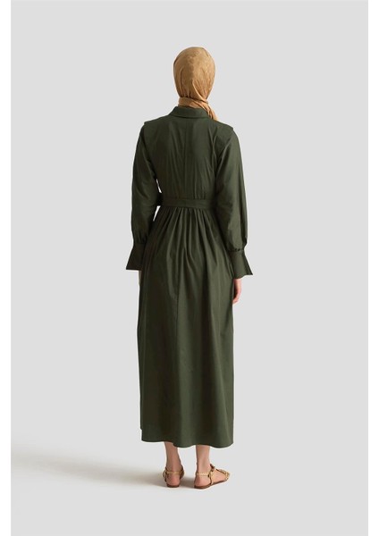 Omuz Allerli Pamuk Elbise 25Y9002 Haki indirimleri